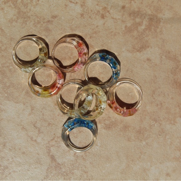 BLUE REAL FLOWER RING - Picture 5 of 5